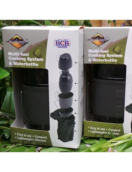 Bushcraft cooking system with water bottle Multi - fuel-Black