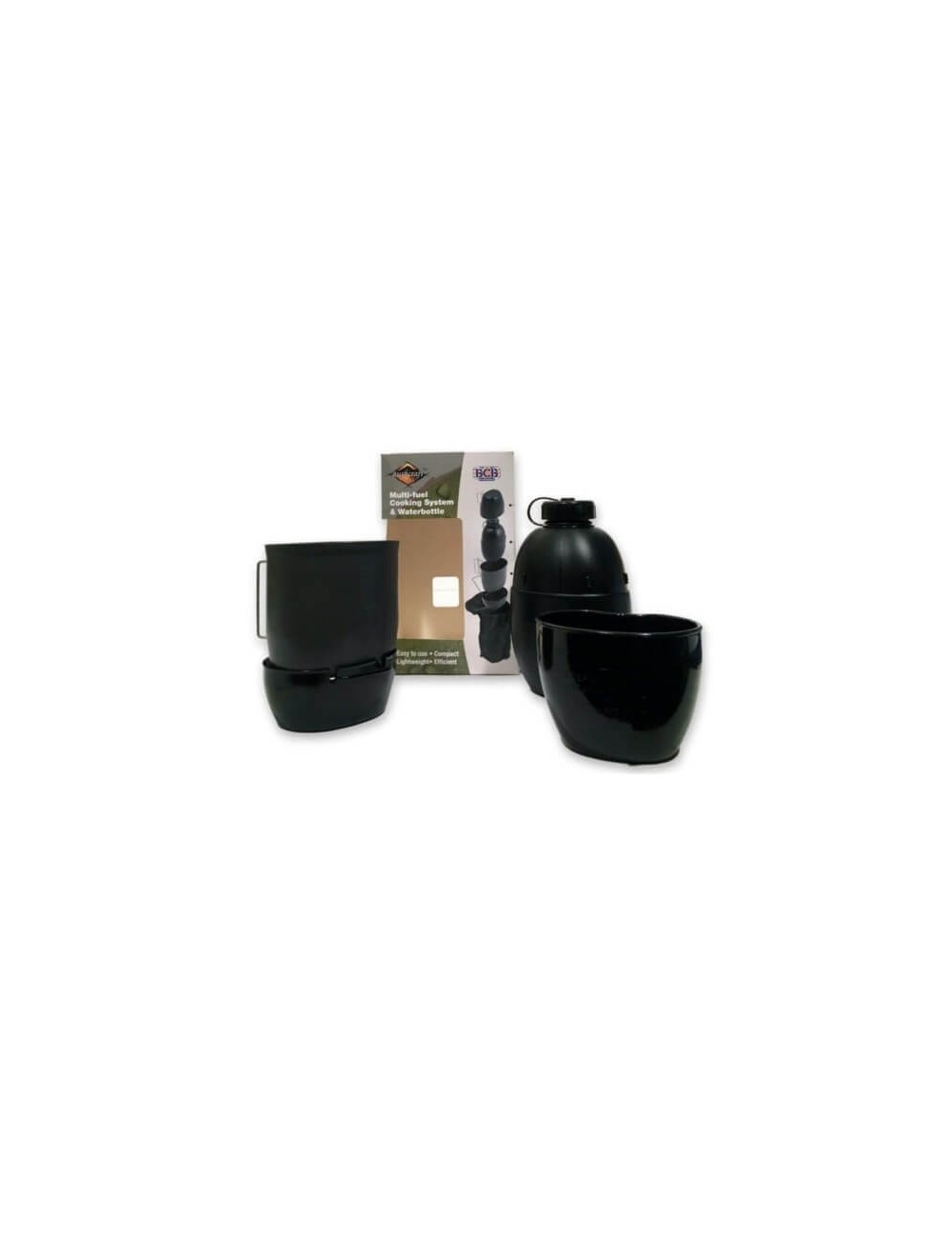 Sistema de cocción Bushcraft con botella de agua multicombustible-Negro