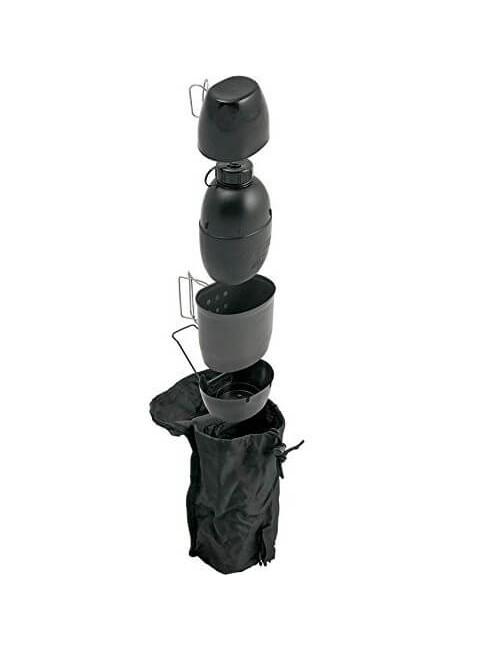 Sistema de cocción Bushcraft con botella de agua multicombustible-Negro