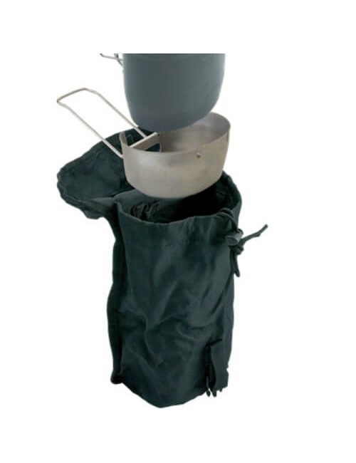 Bushcraft cooking system with water bottle Multi-fuel (silver cooker) Black