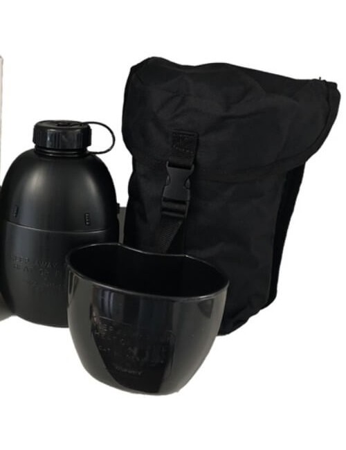 Bushcraft Kochsystem mit Wasserflasche Multi-fuel (silberner Kocher) Schwarz
