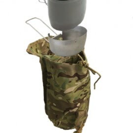 Sistema de cocción Bushcraft con botella de agua multicombustible (cocina plateada)Verde