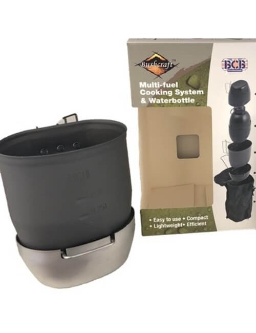 Bushcraft sistema di cottura con bottiglia d'acqua Multi-fuel (silver cooker)Verde