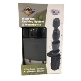 Bushcraft Kochsystem mit Wasserflasche Multi-fuel (silberner Kocher) Grün