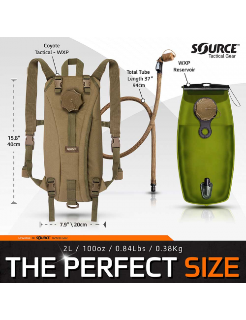 Source Tactique sac à eau - pack d'hydratation de 2 litres sac à dos - Noir