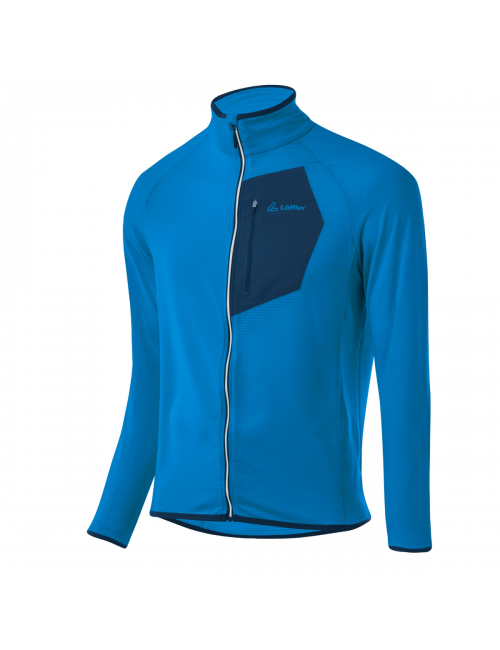 Löffler Hemd Herren Langarm m mid Jacke Techfleece Blau Lake-Blau