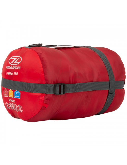 Highlander mummy sleeping bag Trekker 250 -10°C with mosquito net - Red