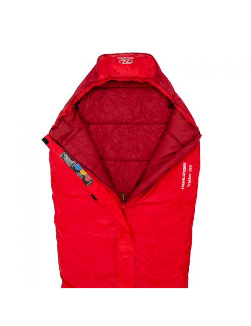 Highlander Mumienschlafsack Trekker 250 -10°C mit Moskitonetz - Rot