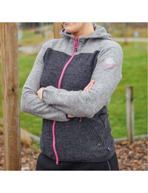 Ivanhoe cardigan Zoya Hood FZ avec capuche pour femme en laine-Gris
