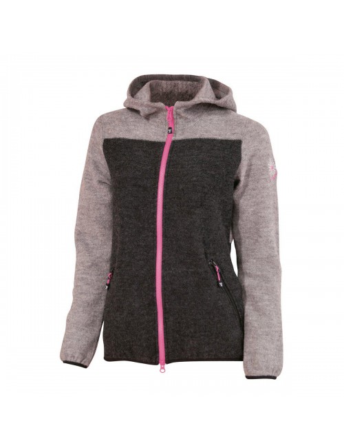 Ivanhoe cardigan Zoya Hood FZ avec capuche pour femme en laine-Gris
