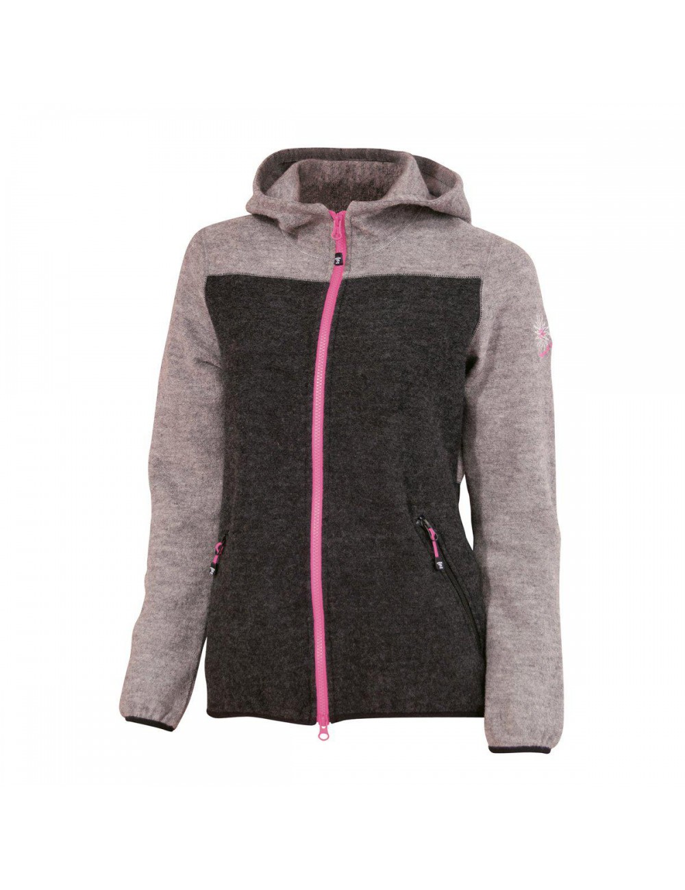 Ivanhoe Strickjacke Zoya Hood FZ mit Kapuze für Damen aus Wolle-Grau