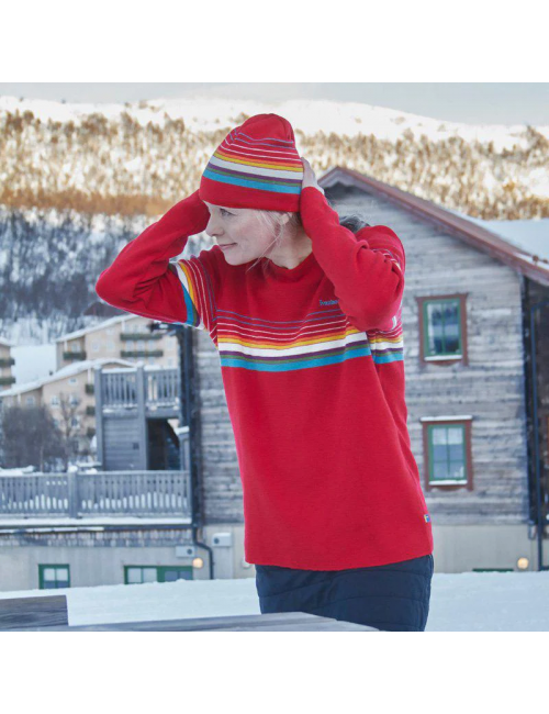 Suéter de lana Ivanhoe retro - Cuelgue suelto Chili rojo cuello redondo-rojo