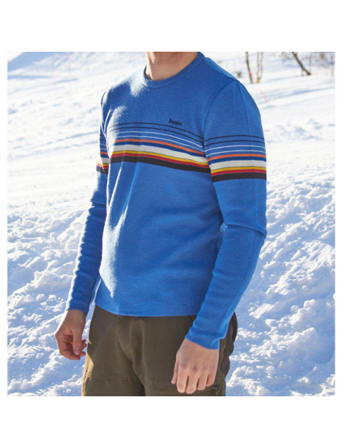 Ivanhoe Wollpullover Retro-Hang loose blau Rundhals-blau