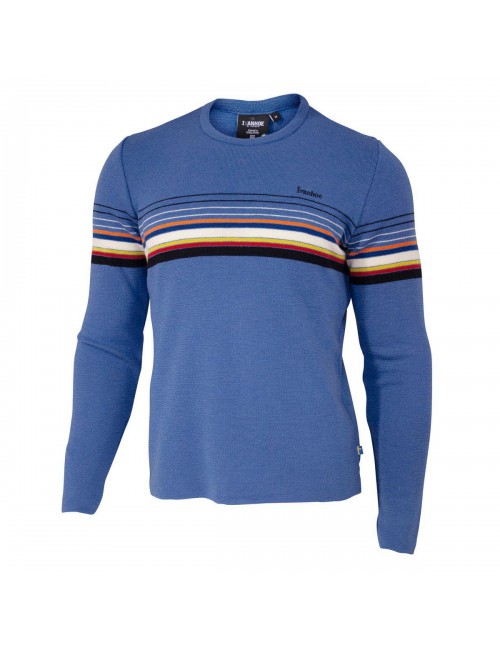Pull en laine Ivanhoe retro-Col rond ample bleu suspendu-bleu