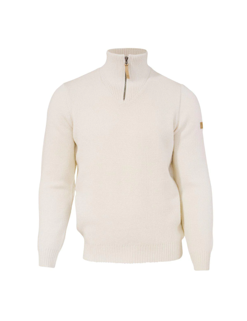 Maglione Ivanhoe NLS Elm natural white mezza zip-100% pura lana non tinta