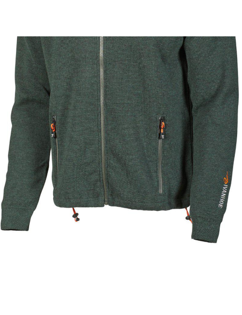 Ivanhoe vest Hadar Full Zip Riffle Verde-lana merino fine-Verde