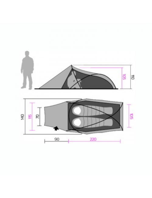 Hannah outdoor Rider 2 - tenda leggera - 2 persone-arancione-rosso