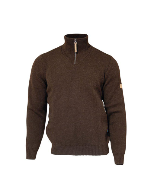 Ivanhoe pull NLS demi-zip en grains de café d'orme-100% pure laine non teinte