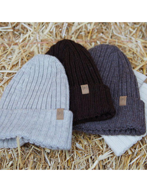 Ivanhoe rib knitted hat from wool NLS Rib hat Coffee Bean - one Size - Brown