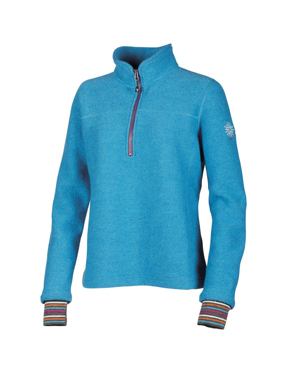 Ivanhoe wollen trui voor dames Dina half Zip Turquoise - Blauw