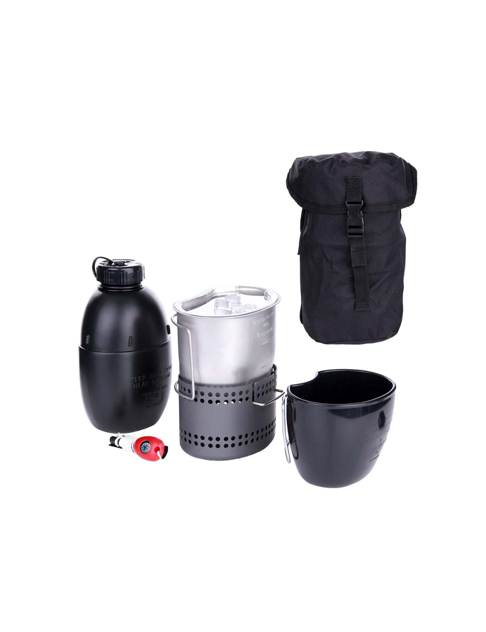 Système de cuisson Bushcraft Dragon avec bouteille d'eau Multi-carburant-Noir