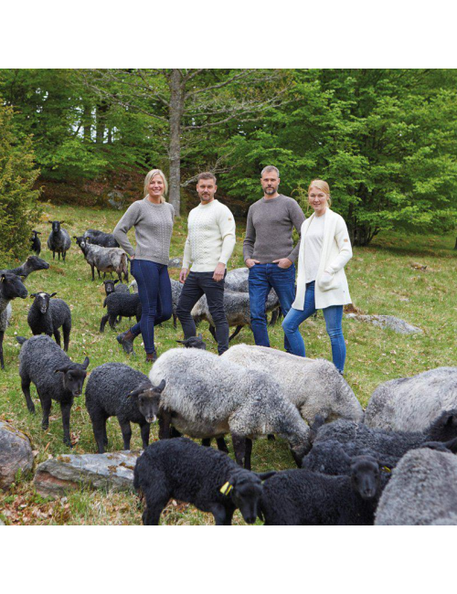 Ivanhoe sweater NLS Petal Coffee Bean mens-100% pure undyed wool