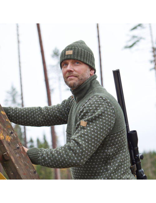 Bonnet tricoté côtelé Ivanhoe en laine Ipsum Cactus-taille unique-vert
