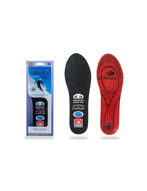 Plantillas Footgel esquí Frío Extremo con lana Merino-negro