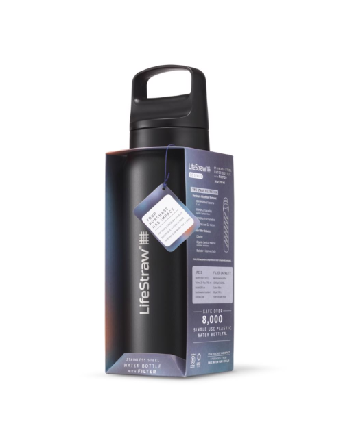 Botella de filtro de agua LifeStraw Go 2.0 con aislamiento de acero inoxidable 700 ml-Negro