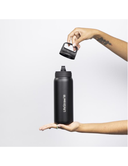 Botella de filtro de agua LifeStraw Go 2.0 con aislamiento de acero inoxidable 700 ml-Negro