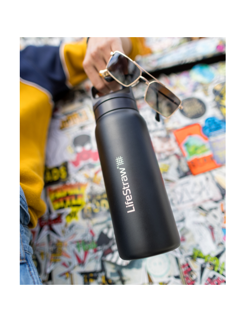Botella de filtro de agua LifeStraw Go 2.0 con aislamiento de acero inoxidable 700 ml-Negro