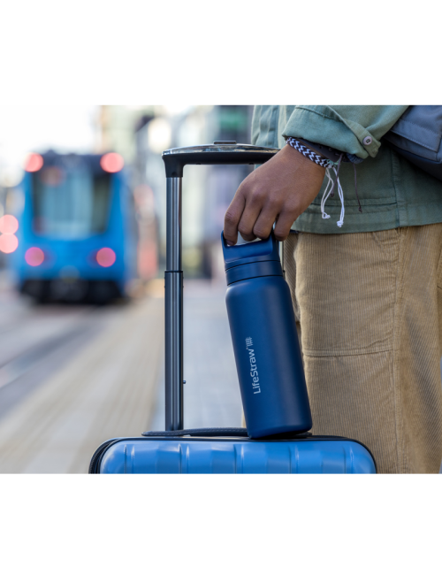 LifeStraw bottiglia filtro acqua Go 2.0 Mar Egeo in acciaio inox isolato 700 ml-Blu