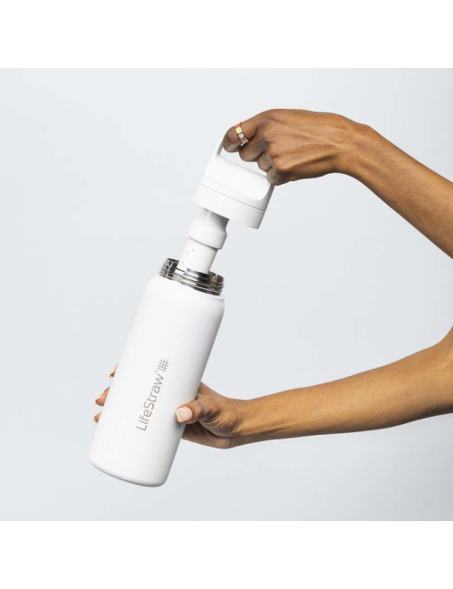 Botella de filtro de agua LifeStraw Go 2.0 con aislamiento de acero inoxidable de 1 litro-Blanco