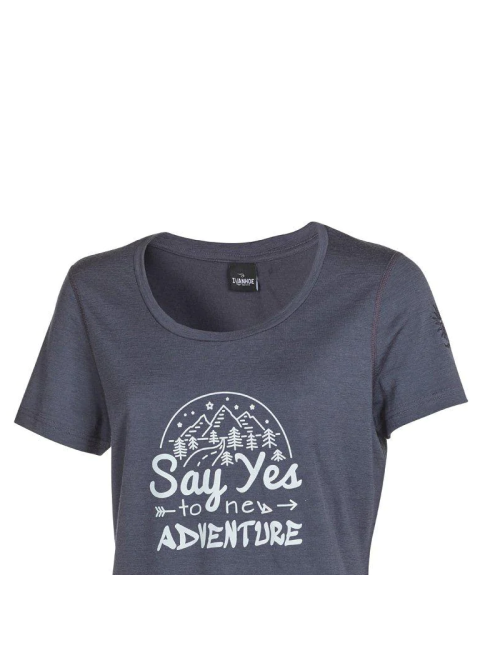 Ivanhoe T-Shirt Meja Adventure für Damen-100% Merinowolle-Blau