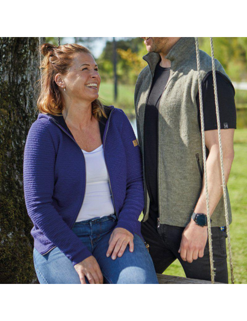 Ivanhoe cardigan Morel Hood FM Violet Foncé pour femme en laine-Violet