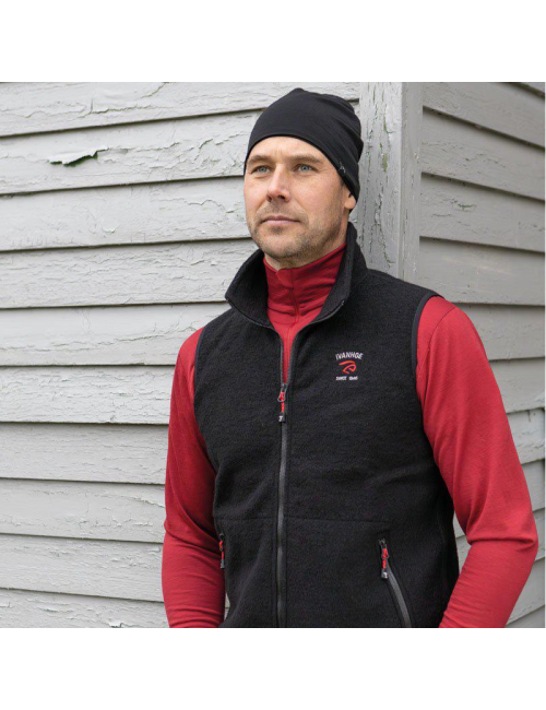 Ivanhoe Sleeveless vest Elton full Zip black for men made of wool-black