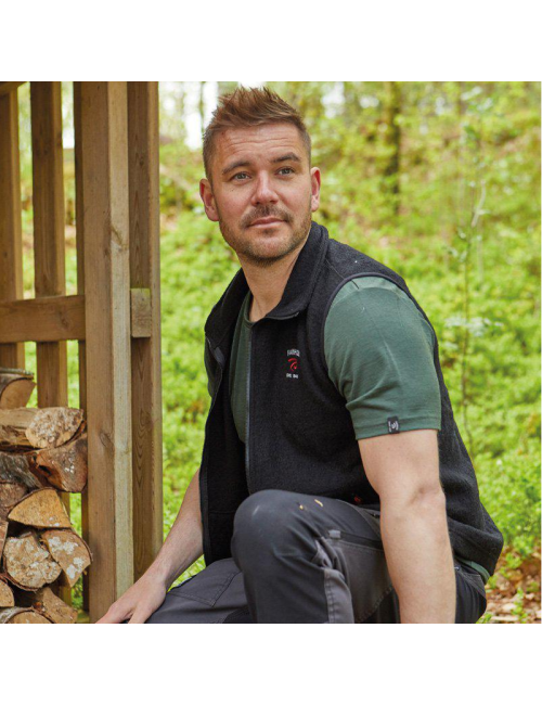 Ivanhoe Gilet senza maniche Elton full Zip nero per uomo in lana-nero