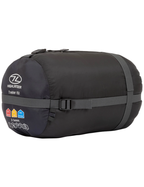 Highlander mummyslaapzak Trekker 150 -5°C met muskietennet - Zwart