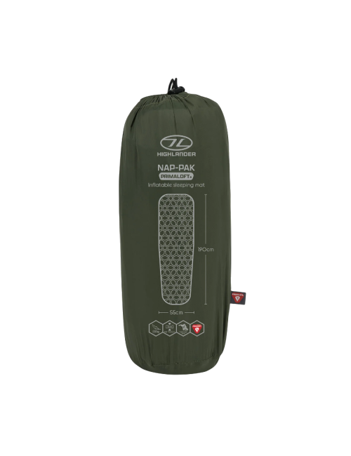 Tapis de couchage gonflable Highlander combinaison de sieste Primaloft® - Valeur R 2,4-Vert