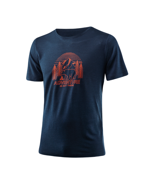Camisa de manga corta Loeffler m Camiseta estampada adventure Merino-Tencel ™ azul oscuro