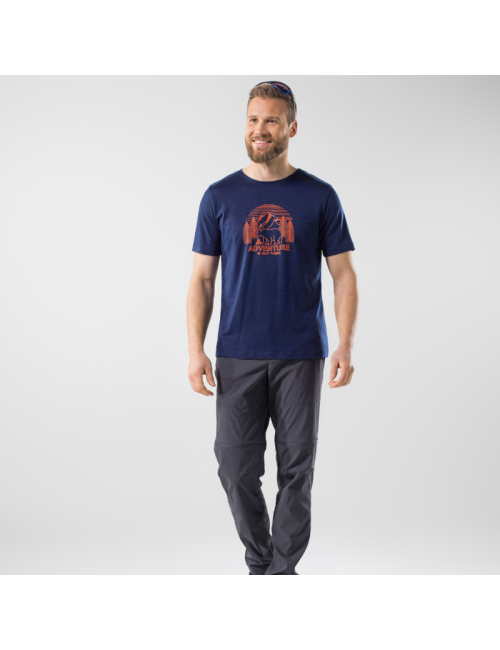 Chemise à manches courtes Loeffler m Printshirt adventure Merino - Tencel ™ bleu foncé