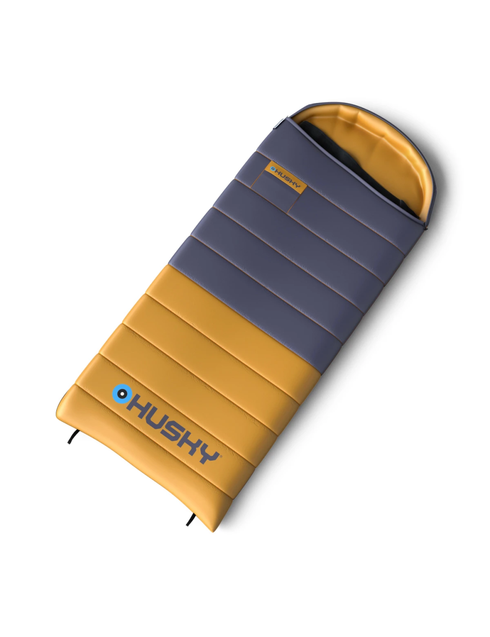 Husky slaapzak dekenmodel dons Drafy 2024 -20°C - 220 cm - Blauw met Oranje