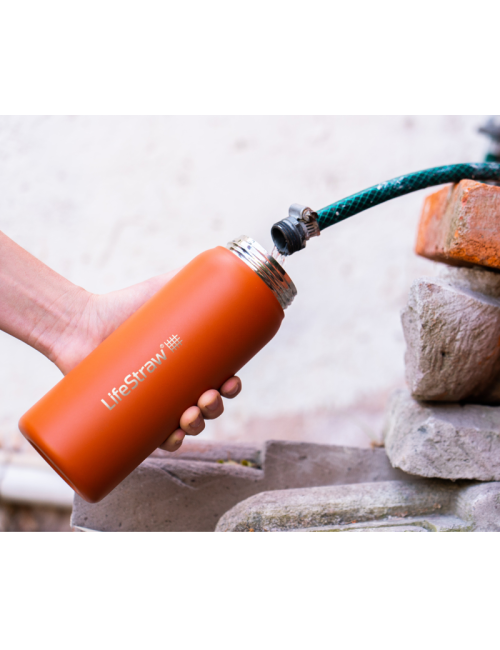 Bouteille filtre à eau LifeStraw Go 2.0 Kyoto Orange isolée en acier inoxydable 1 litre-Orange