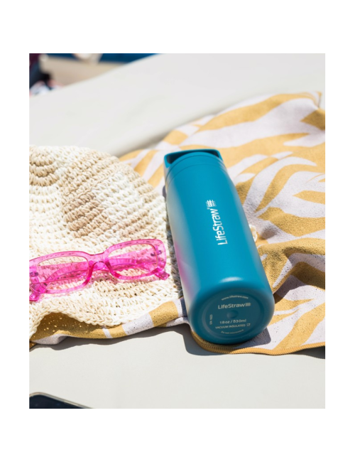 Bouteille filtre à eau LifeStraw Go 2.0 Laguna Sarcelle isolée en acier inoxydable 500 ml-Bleu