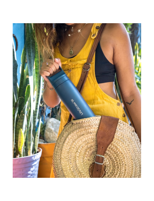 Bouteille filtre à eau LifeStraw Go 2.0 Laguna Sarcelle isolée en acier inoxydable 500 ml-Bleu
