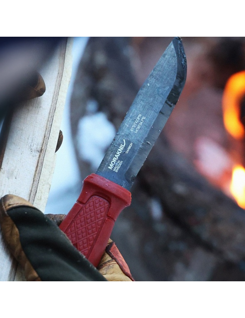 Mora survival knife Garberg Dala Red black carbon with leather sheath-Red