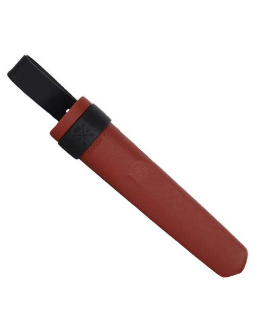 Mora survivalmes Garberg Dala Red zwart carbon met lederen schede - Rood