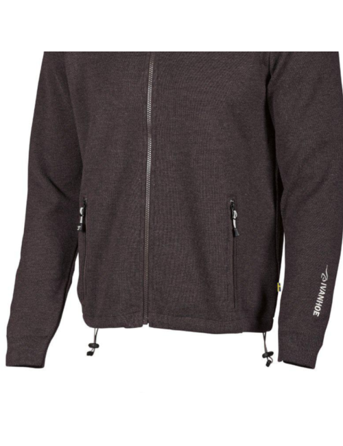 Ivanhoe gilet Hadar Full Zip Noir-laine mérinos fine-noir