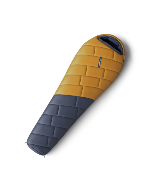 Husky mummia sacco a pelo Proud Senape -30°C 2024-220 x 85 cm-blu con giallo