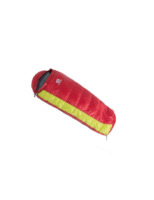 SirJoseph donzen mummyslaapzak voor kinderen Kiki Down 125-145 - links 145 cm - Rood met Lime